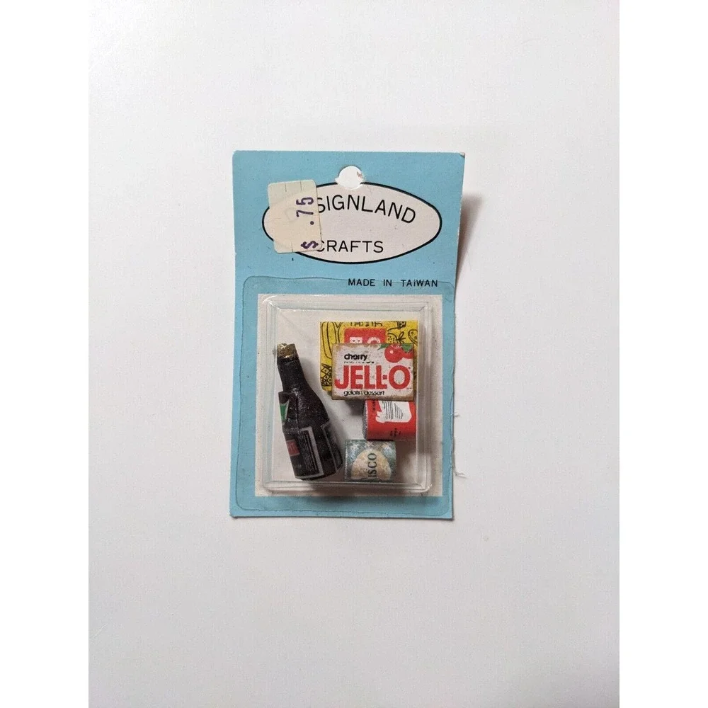 Vintage Dollhouse Miniature Groceries Kitchen Jello Crisco Bullion Cookbook NOS